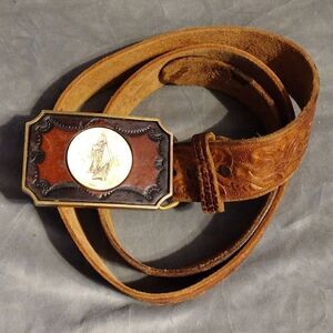 Vintage BTS scrimshaw buckle and belt